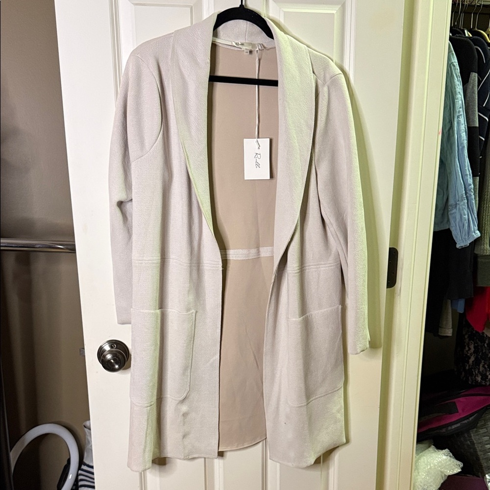 Rielle Cream Open Front Long Cardigan
